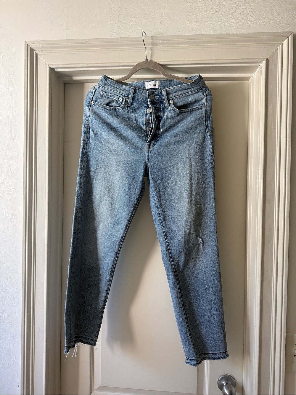 Pistola Charlie High Rise Classic Straight Ankle Button Fly Jeans Size 28